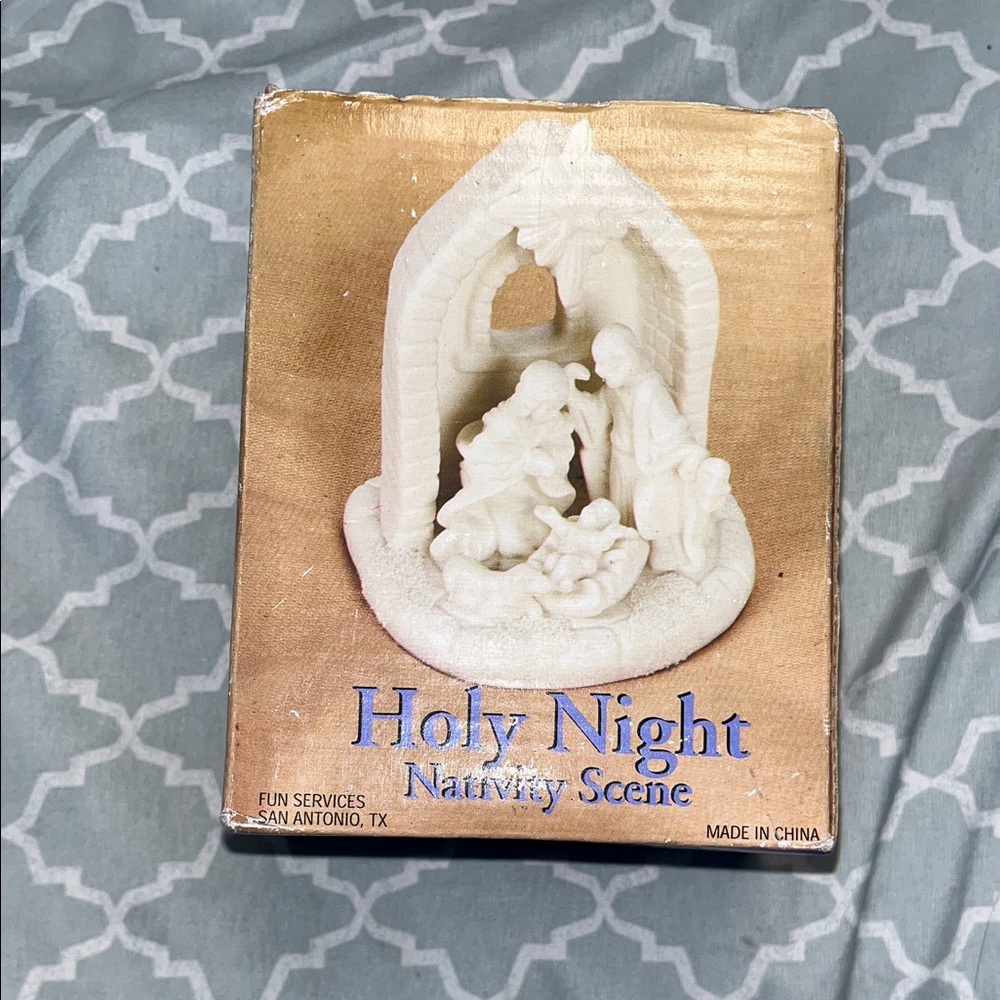 Source Unknown White Holy Night Nativity Scene Ornament